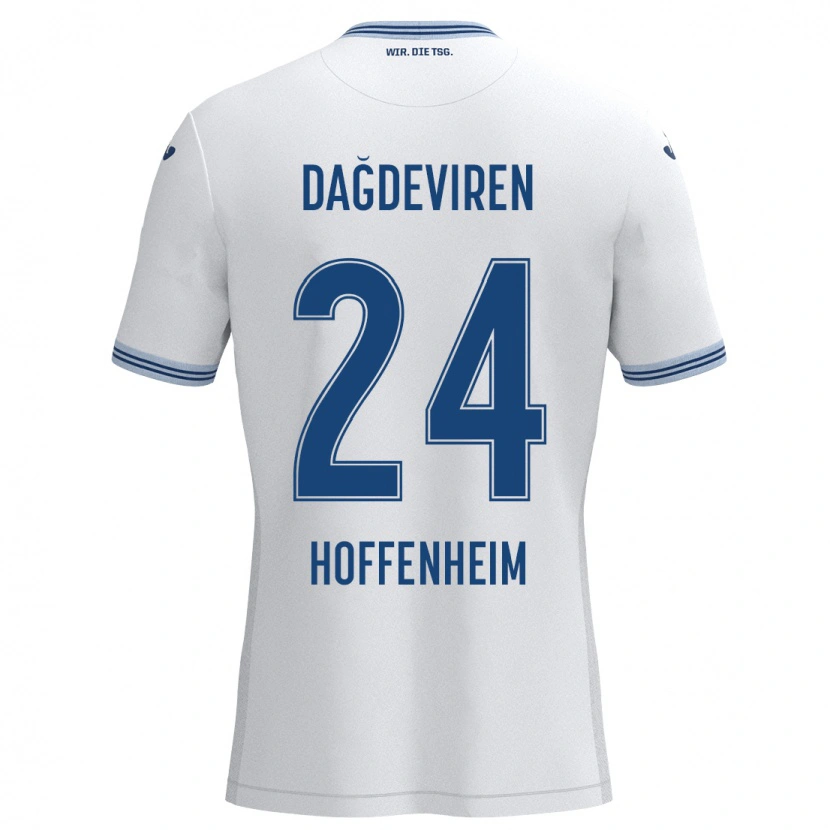 Danxen Kinderen Diren Dağdeviren #24 Wit Blauw Uitshirt Uittenue 2024/25 T-Shirt