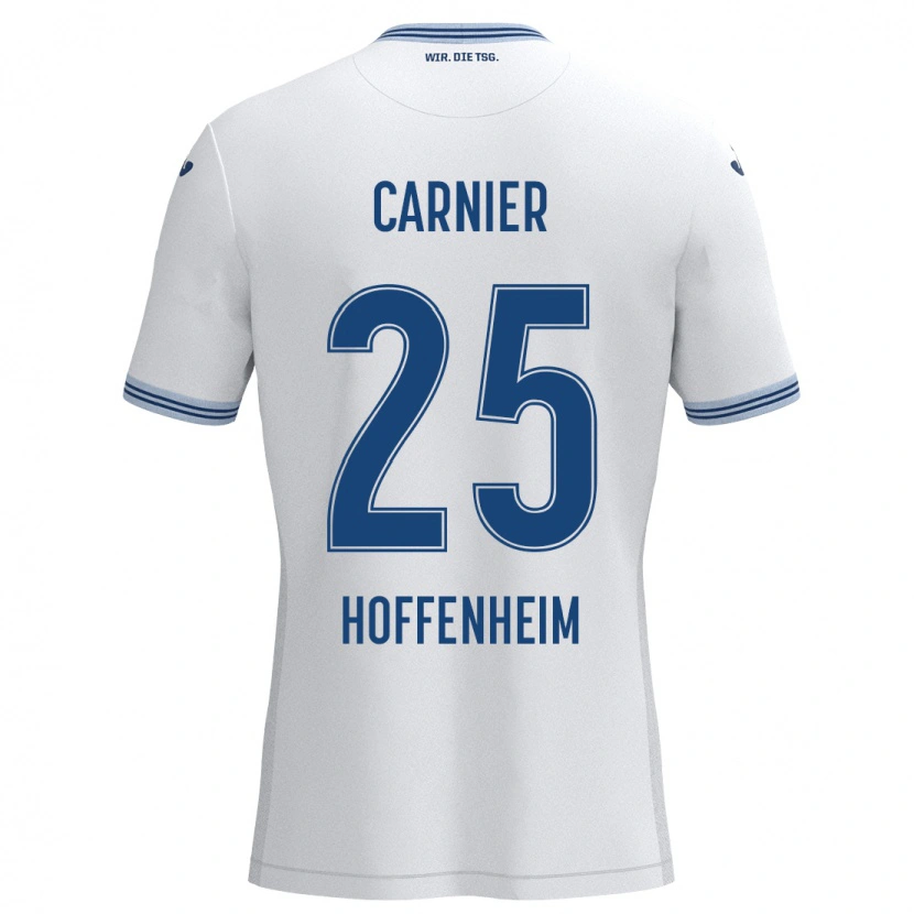 Danxen Kinderen Alekseï Carnier #25 Wit Blauw Uitshirt Uittenue 2024/25 T-Shirt