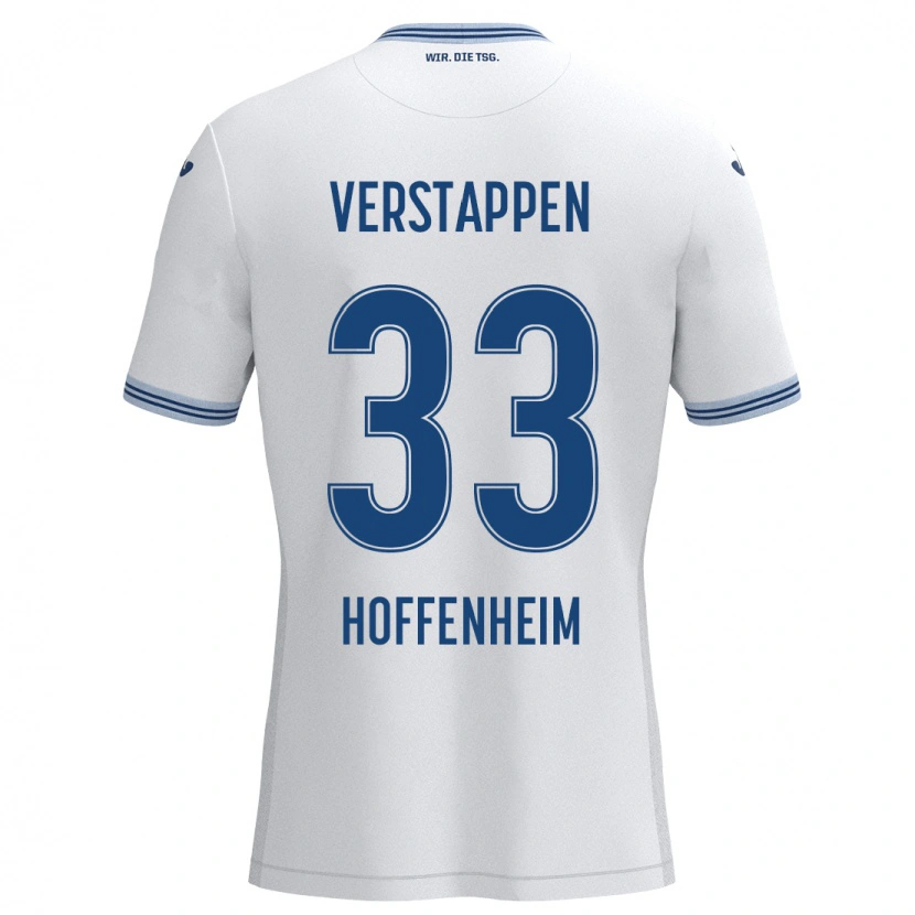 Danxen Kinderen Eric Verstappen #33 Wit Blauw Uitshirt Uittenue 2024/25 T-Shirt