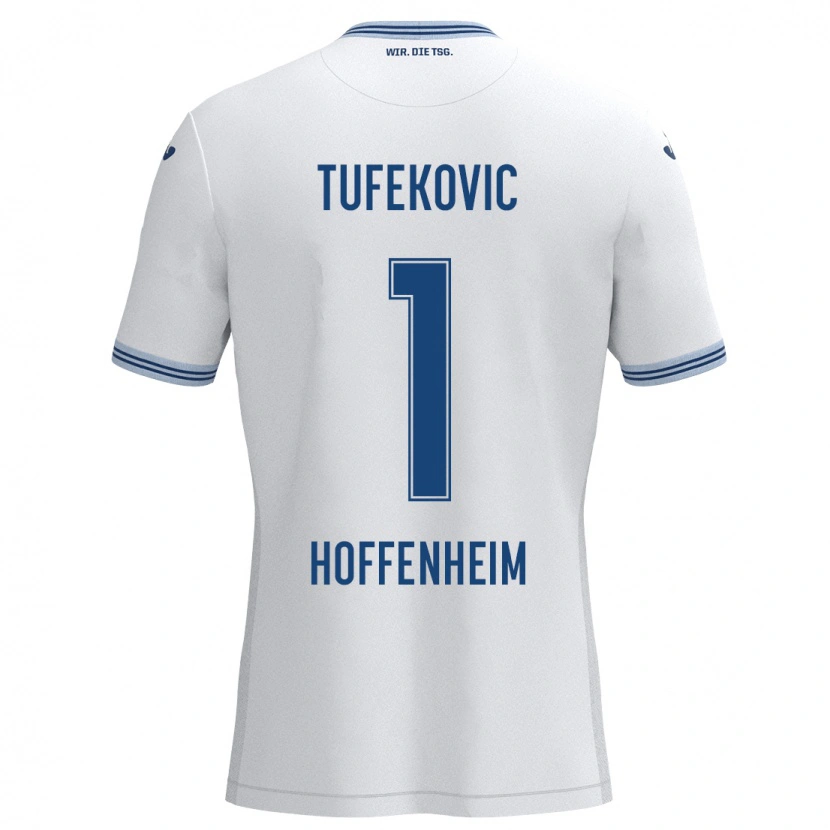 Danxen Kinderen Martina Tufekovic #1 Wit Blauw Uitshirt Uittenue 2024/25 T-Shirt