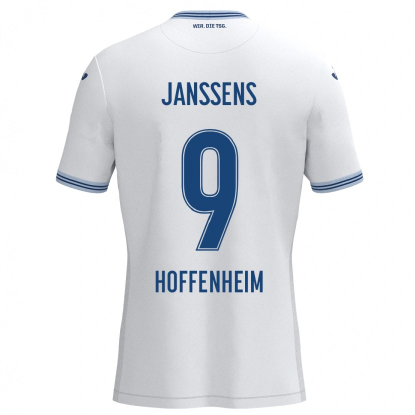 Danxen Kinderen Jill Janssens #9 Wit Blauw Uitshirt Uittenue 2024/25 T-Shirt