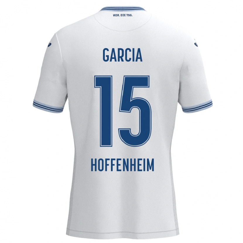 Danxen Kinderen Marta Cazalla Garcia #15 Wit Blauw Uitshirt Uittenue 2024/25 T-Shirt