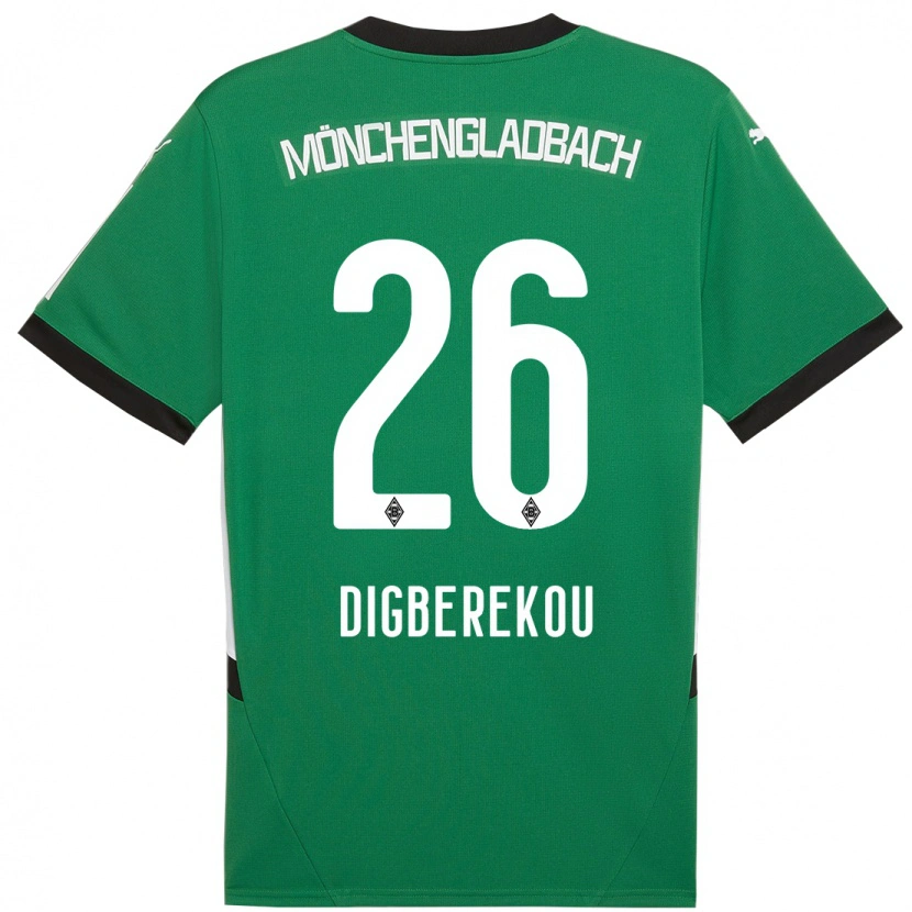 Danxen Kinderen Ibrahim Digberekou #26 Groen Wit Uitshirt Uittenue 2024/25 T-Shirt