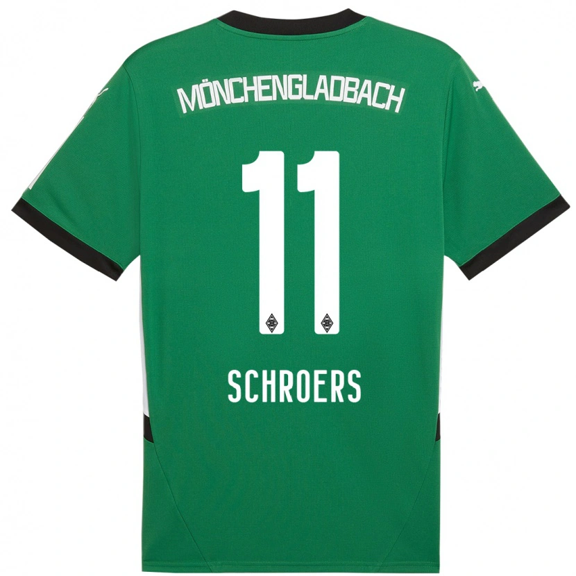 Danxen Kinderen Mika Schroers #11 Groen Wit Uitshirt Uittenue 2024/25 T-Shirt