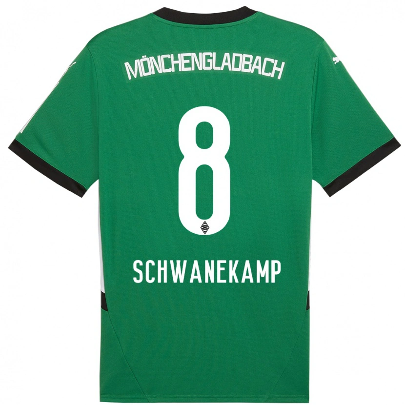 Danxen Kinderen Jana Schwanekamp #8 Groen Wit Uitshirt Uittenue 2024/25 T-Shirt