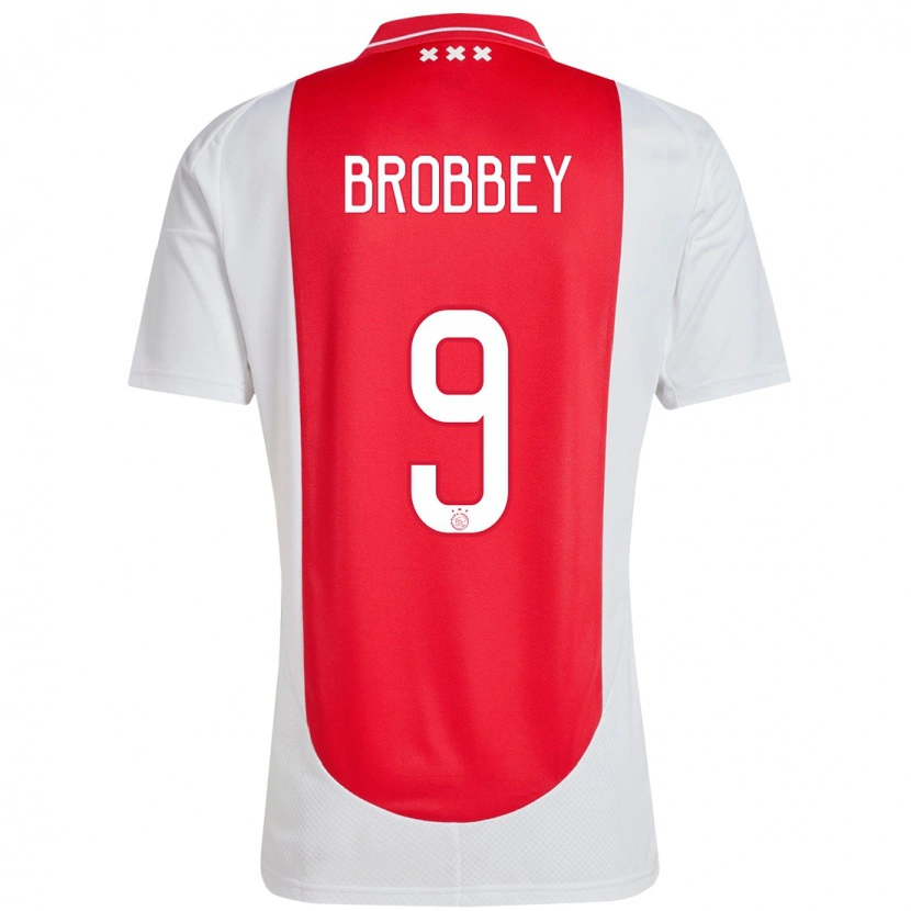 Danxen Heren Brian Brobbey #9 Rood Wit Thuisshirt Thuistenue 2024/25 T-Shirt