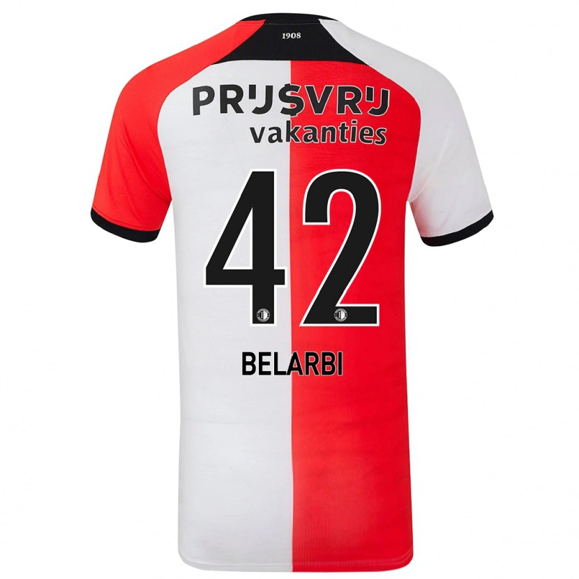 Danxen Heren Abdel Belarbi #42 Rood Wit Thuisshirt Thuistenue 2024/25 T-Shirt