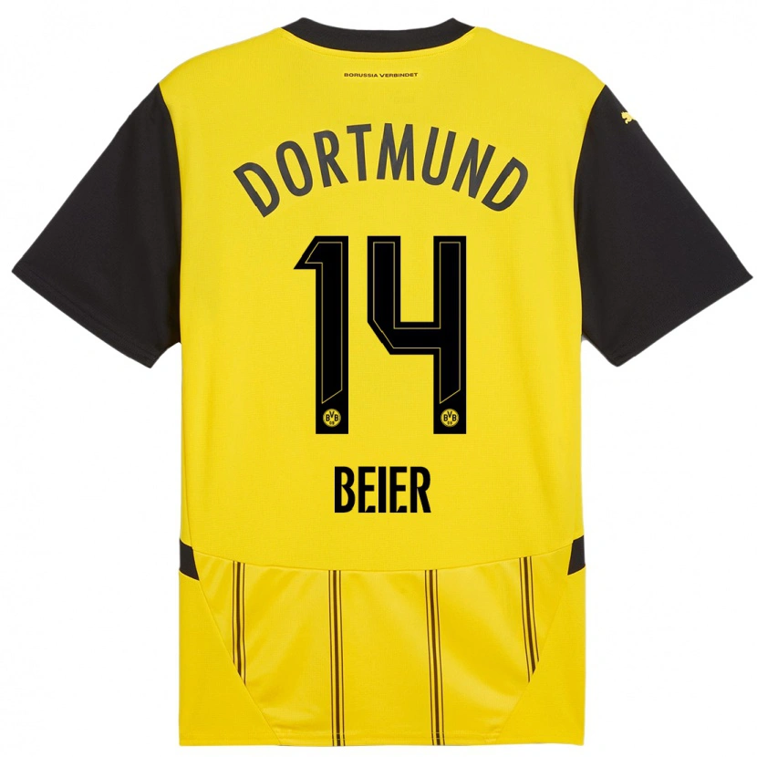 Danxen Heren Maximilian Beier #14 Geel Zwart Thuisshirt Thuistenue 2024/25 T-Shirt