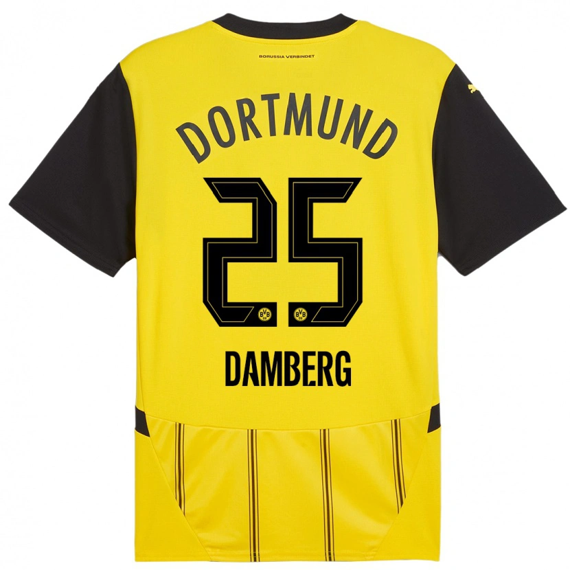 Danxen Heren Niclas Damberg #25 Geel Zwart Thuisshirt Thuistenue 2024/25 T-Shirt