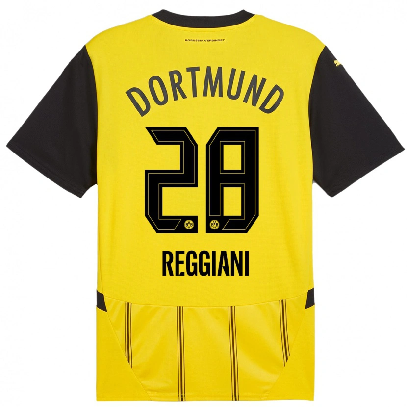 Danxen Heren Luca Reggiani #28 Geel Zwart Thuisshirt Thuistenue 2024/25 T-Shirt