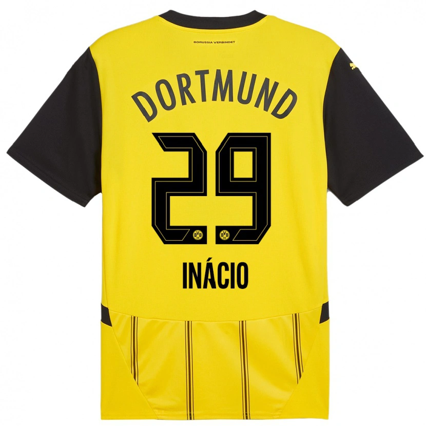 Danxen Heren Samuele Inácio #29 Geel Zwart Thuisshirt Thuistenue 2024/25 T-Shirt