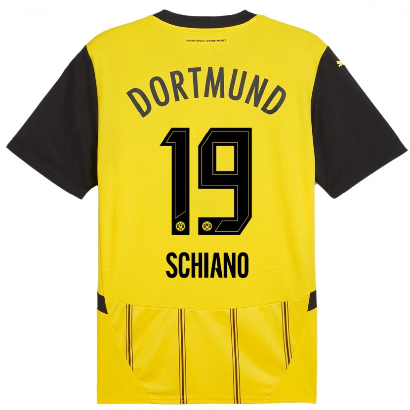 Danxen Heren Emilio Schiano #19 Geel Zwart Thuisshirt Thuistenue 2024/25 T-Shirt