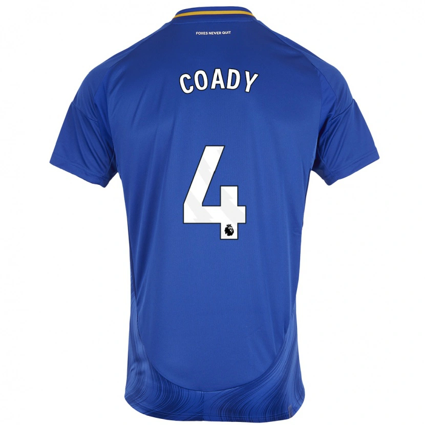 Danxen Heren Conor Coady #4 Blauw Wit Thuisshirt Thuistenue 2024/25 T-Shirt