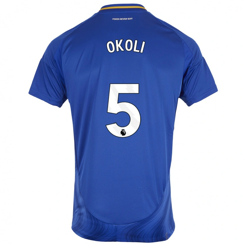 Danxen Heren Caleb Okoli #5 Blauw Wit Thuisshirt Thuistenue 2024/25 T-Shirt