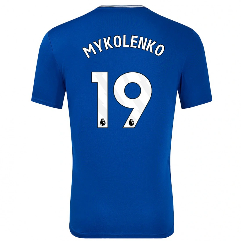 Danxen Heren Vitaliy Mykolenko #19 Blauw Met Thuisshirt Thuistenue 2024/25 T-Shirt