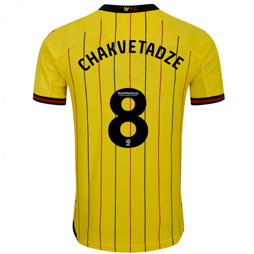 Danxen Heren Giorgi Chakvetadze #8 Geel Zwart Thuisshirt Thuistenue 2024/25 T-Shirt