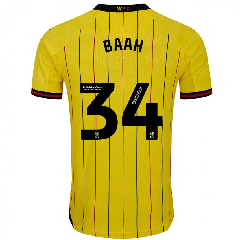 Danxen Heren Kwadwo Baah #34 Geel Zwart Thuisshirt Thuistenue 2024/25 T-Shirt