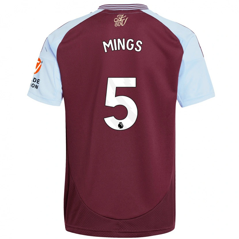 Danxen Heren Tyrone Mings #5 Bordeaux Hemelsblauw Thuisshirt Thuistenue 2024/25 T-Shirt