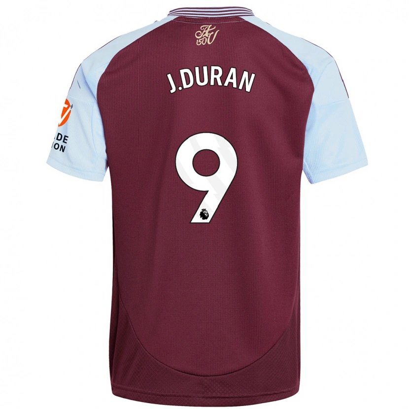 Danxen Heren Jhon Durán #9 Bordeaux Hemelsblauw Thuisshirt Thuistenue 2024/25 T-Shirt