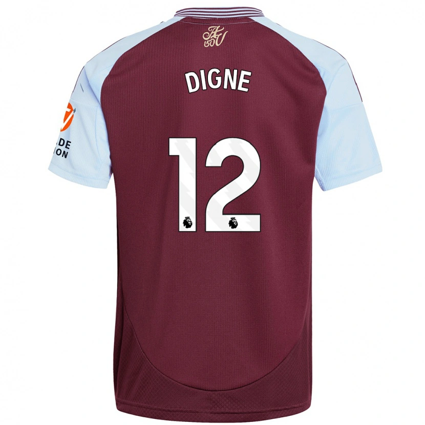 Danxen Heren Lucas Digne #12 Bordeaux Hemelsblauw Thuisshirt Thuistenue 2024/25 T-Shirt