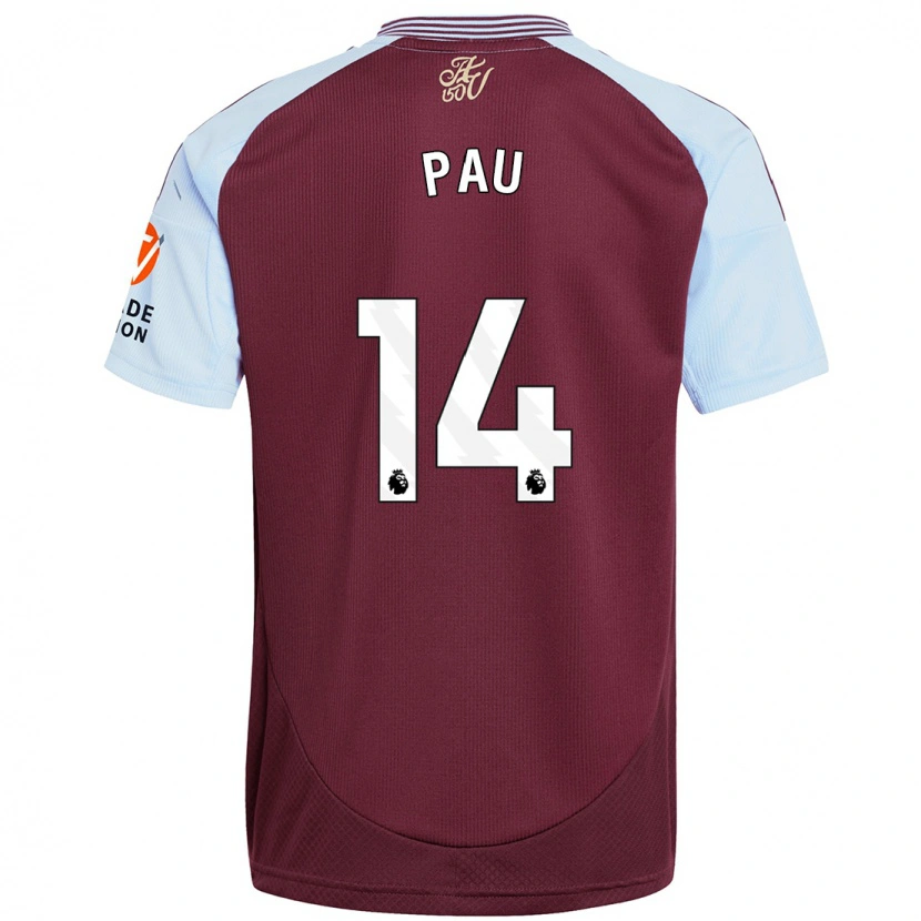 Danxen Heren Pau Torres #14 Bordeaux Hemelsblauw Thuisshirt Thuistenue 2024/25 T-Shirt