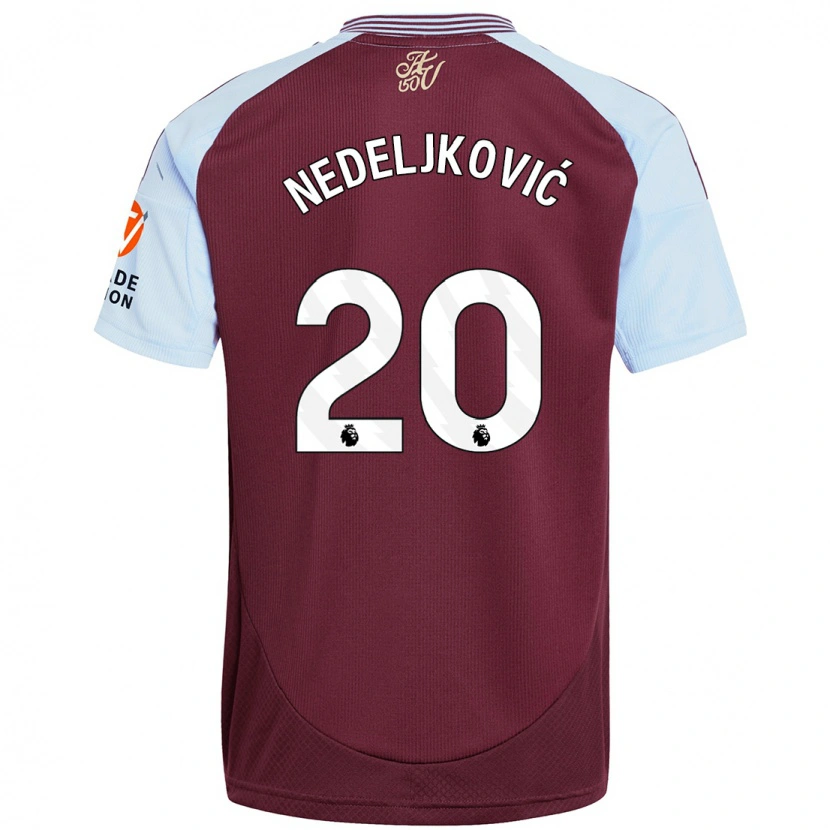 Danxen Heren Kosta Nedeljkovic #20 Bordeaux Hemelsblauw Thuisshirt Thuistenue 2024/25 T-Shirt