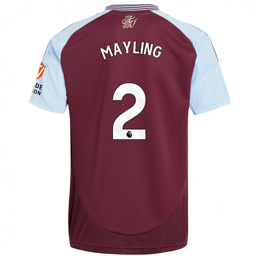 Danxen Heren Sarah Mayling #2 Bordeaux Hemelsblauw Thuisshirt Thuistenue 2024/25 T-Shirt