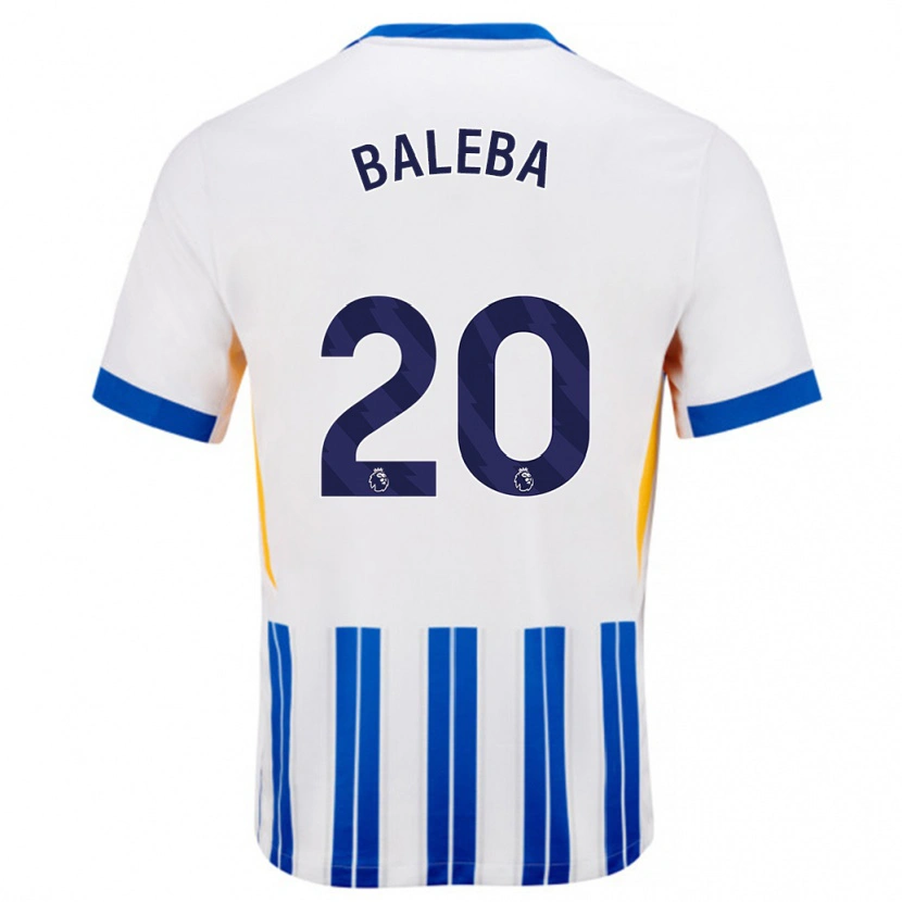 Danxen Heren Carlos Baleba #20 Wit Blauwe Krijtstrepen Thuisshirt Thuistenue 2024/25 T-Shirt