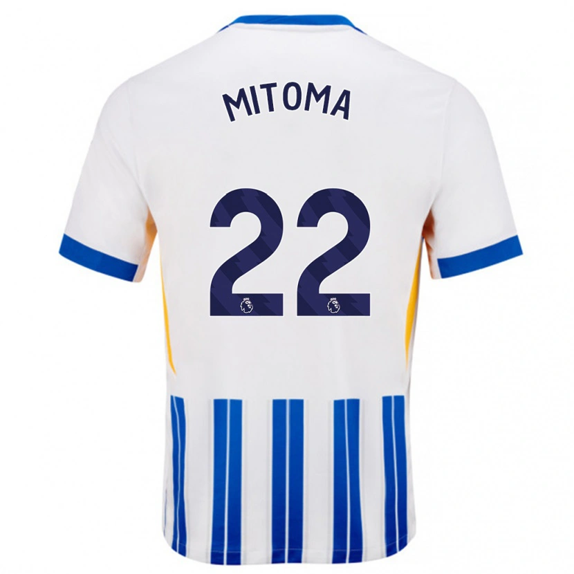 Danxen Heren Kaoru Mitoma #22 Wit Blauwe Krijtstrepen Thuisshirt Thuistenue 2024/25 T-Shirt