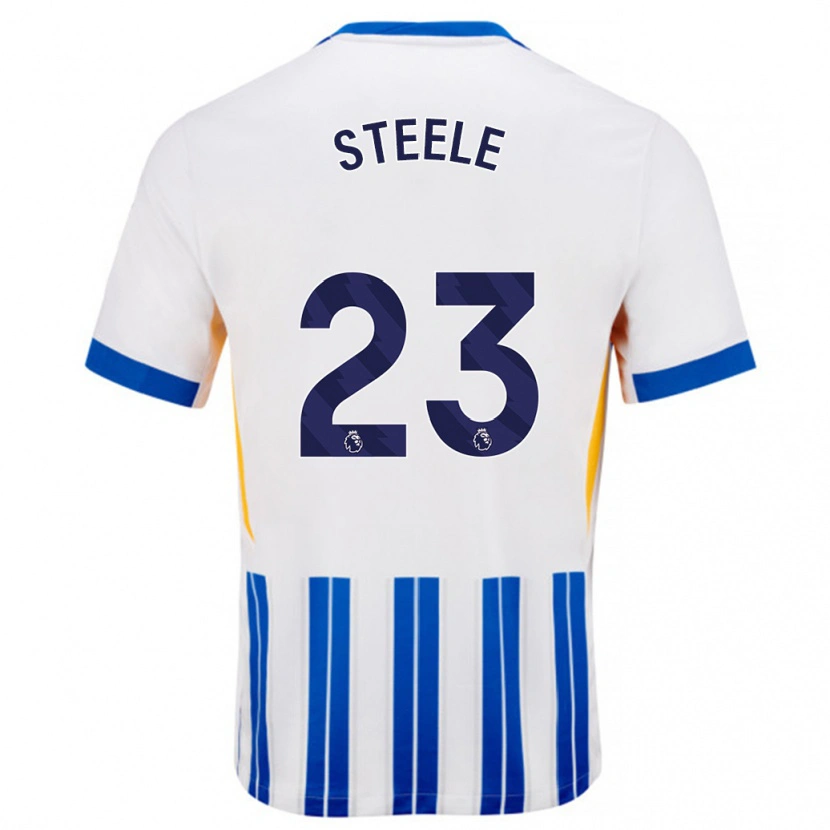 Danxen Heren Jason Steele #23 Wit Blauwe Krijtstrepen Thuisshirt Thuistenue 2024/25 T-Shirt