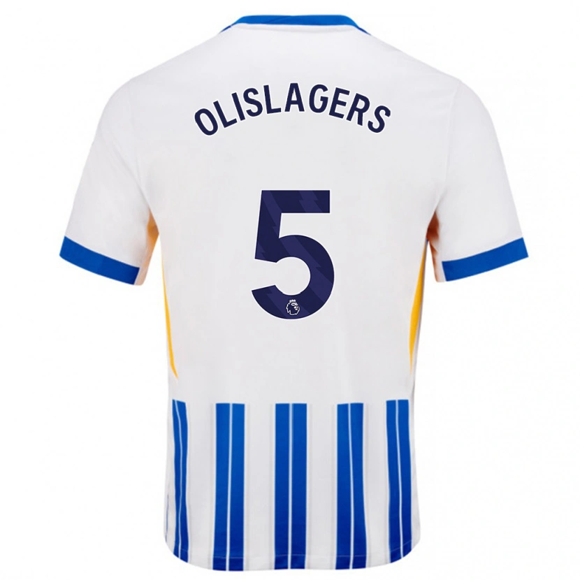 Danxen Heren Marisa Olislagers #5 Wit Blauwe Krijtstrepen Thuisshirt Thuistenue 2024/25 T-Shirt