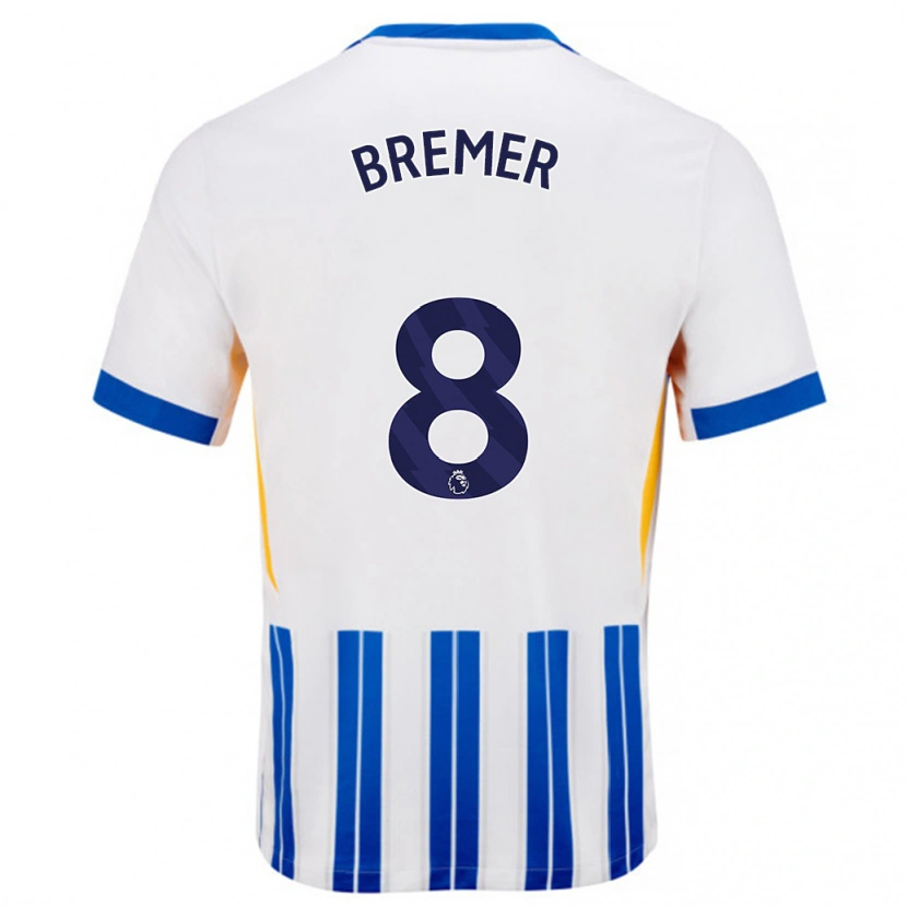 Danxen Heren Pauline Bremer #8 Wit Blauwe Krijtstrepen Thuisshirt Thuistenue 2024/25 T-Shirt