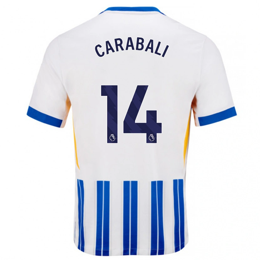 Danxen Heren Jorelyn Carabalí #14 Wit Blauwe Krijtstrepen Thuisshirt Thuistenue 2024/25 T-Shirt