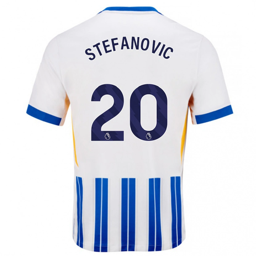 Danxen Heren Dejana Stefanović #20 Wit Blauwe Krijtstrepen Thuisshirt Thuistenue 2024/25 T-Shirt