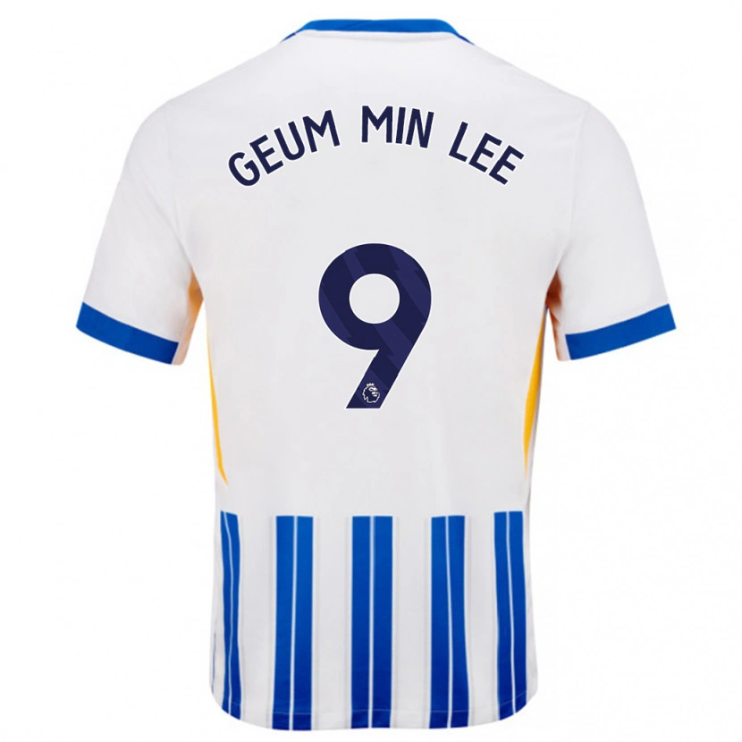 Danxen Heren Lee Geum-Min #9 Wit Blauwe Krijtstrepen Thuisshirt Thuistenue 2024/25 T-Shirt