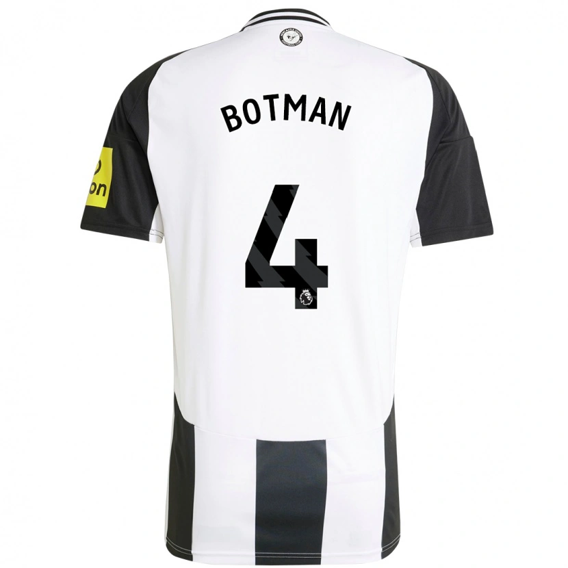 Danxen Heren Sven Botman #4 Wit Zwart Thuisshirt Thuistenue 2024/25 T-Shirt