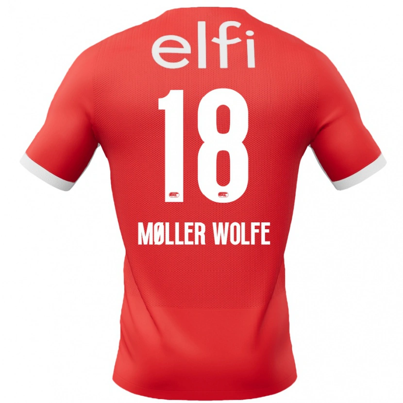 Danxen Heren David Møller Wolfe #18 Rood Wit Thuisshirt Thuistenue 2024/25 T-Shirt