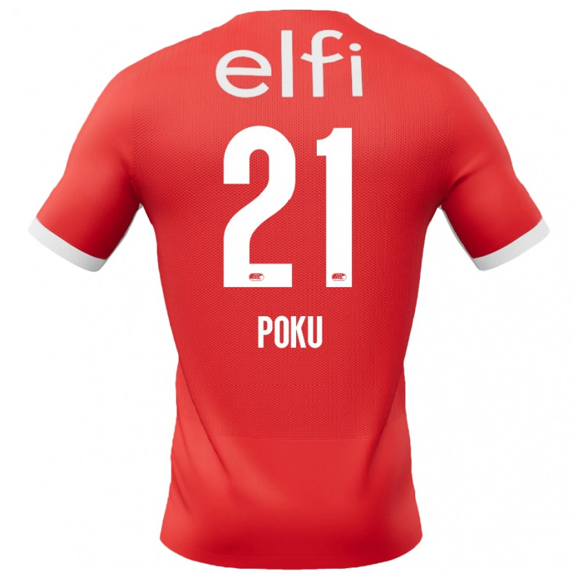 Danxen Heren Ernest Poku #21 Rood Wit Thuisshirt Thuistenue 2024/25 T-Shirt