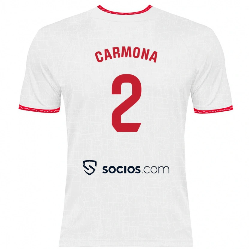 Danxen Heren José Ángel Carmona #2 Wit Rood Thuisshirt Thuistenue 2024/25 T-Shirt