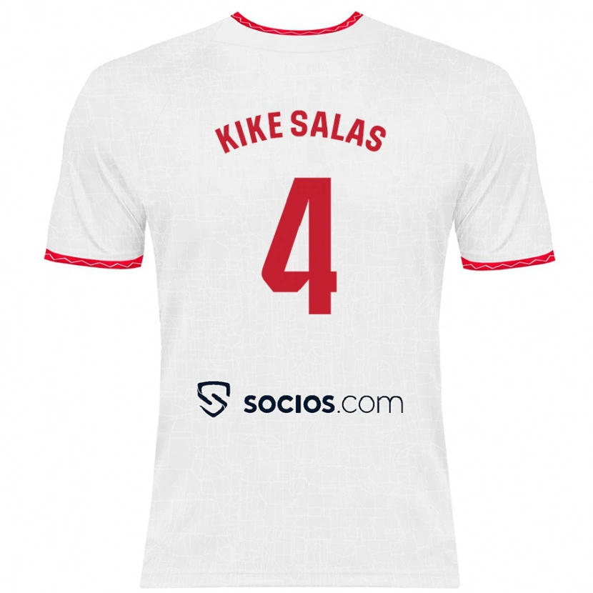 Danxen Heren Kike Salas #4 Wit Rood Thuisshirt Thuistenue 2024/25 T-Shirt