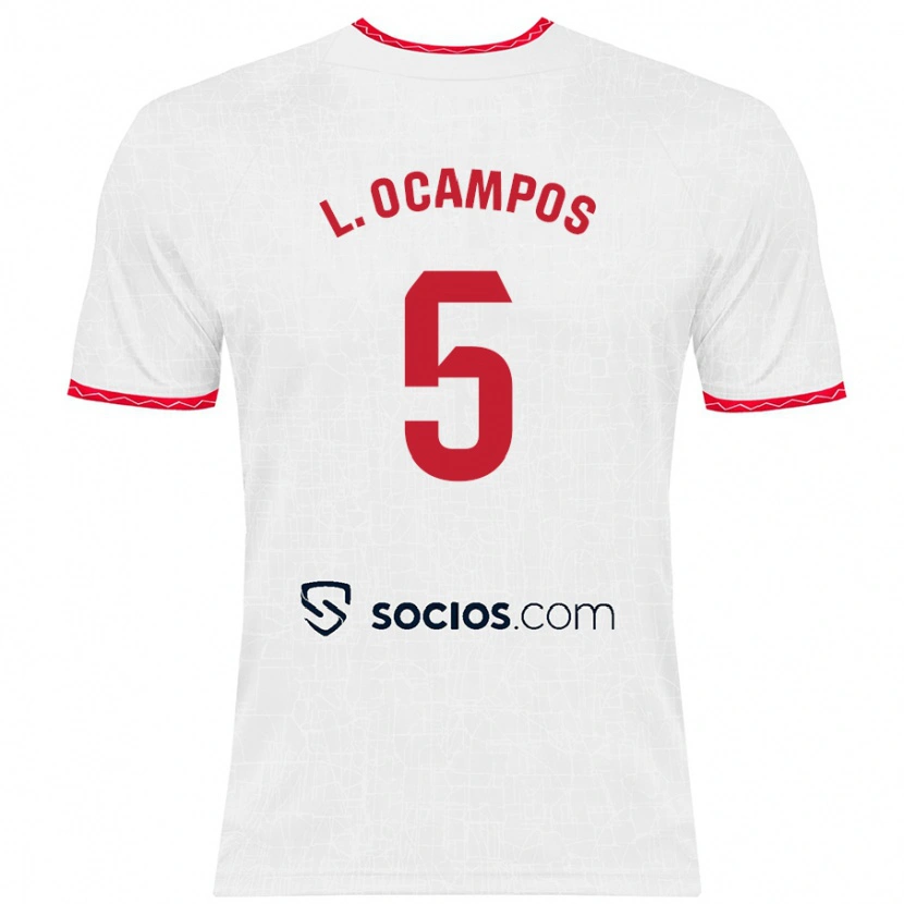 Danxen Heren Lucas Ocampos #5 Wit Rood Thuisshirt Thuistenue 2024/25 T-Shirt