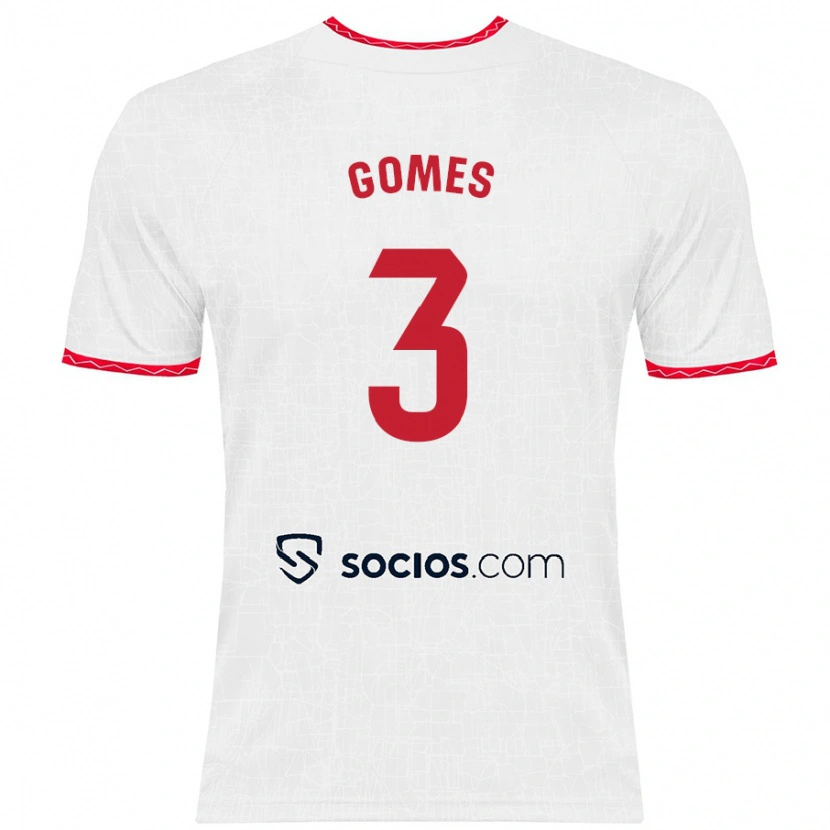 Danxen Heren Diana Gomes #3 Wit Rood Thuisshirt Thuistenue 2024/25 T-Shirt