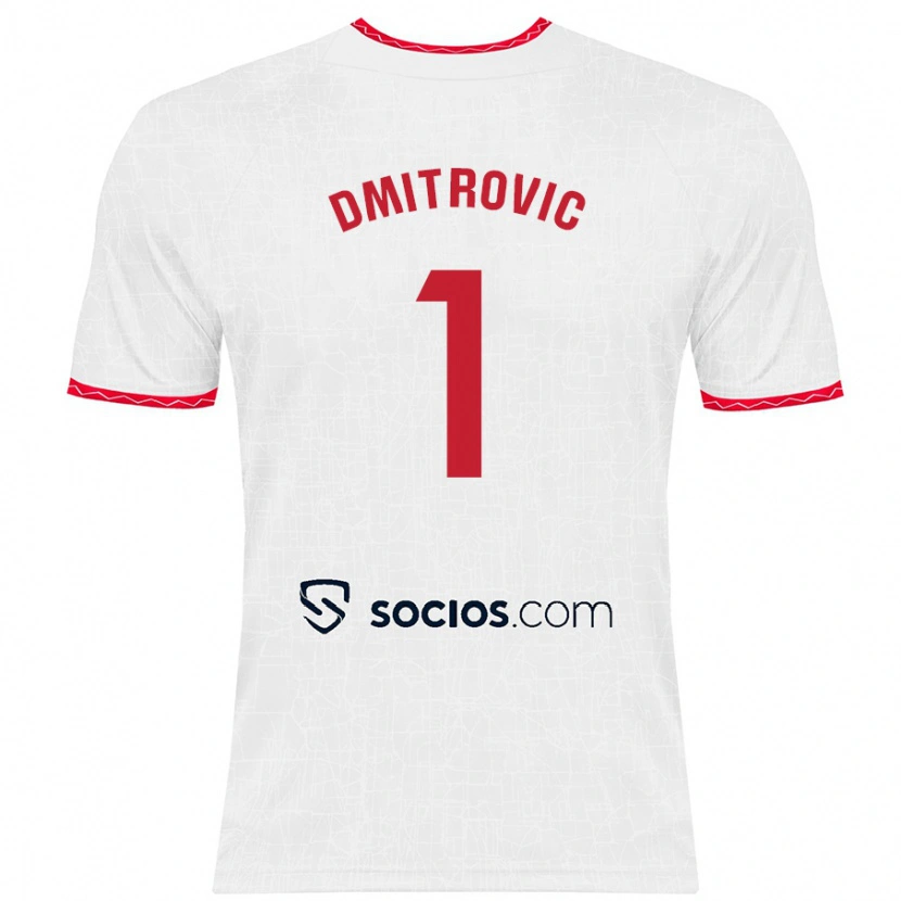 Danxen Heren Marko Dmitrović #1 Wit Rood Thuisshirt Thuistenue 2024/25 T-Shirt