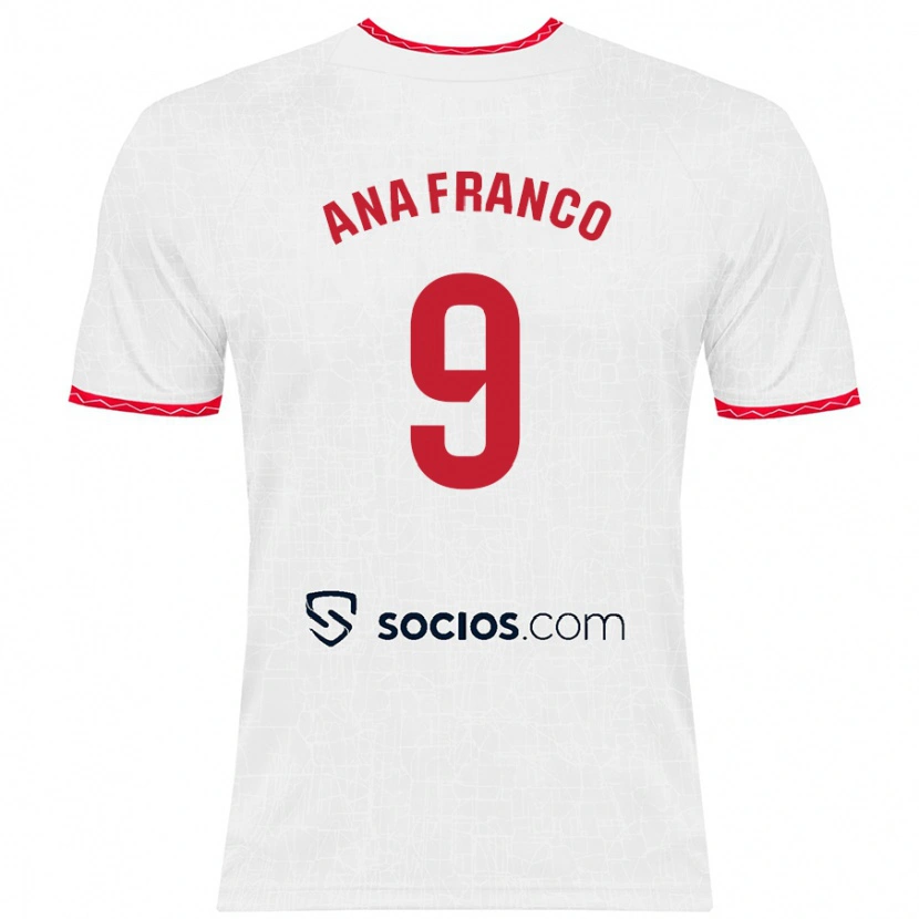 Danxen Heren Ana Franco De La Vega #9 Wit Rood Thuisshirt Thuistenue 2024/25 T-Shirt