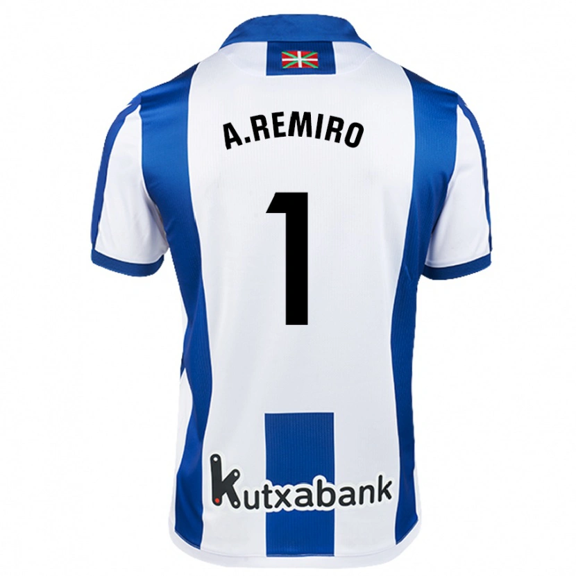 Danxen Heren Álex Remiro #1 Wit Blauw Thuisshirt Thuistenue 2024/25 T-Shirt