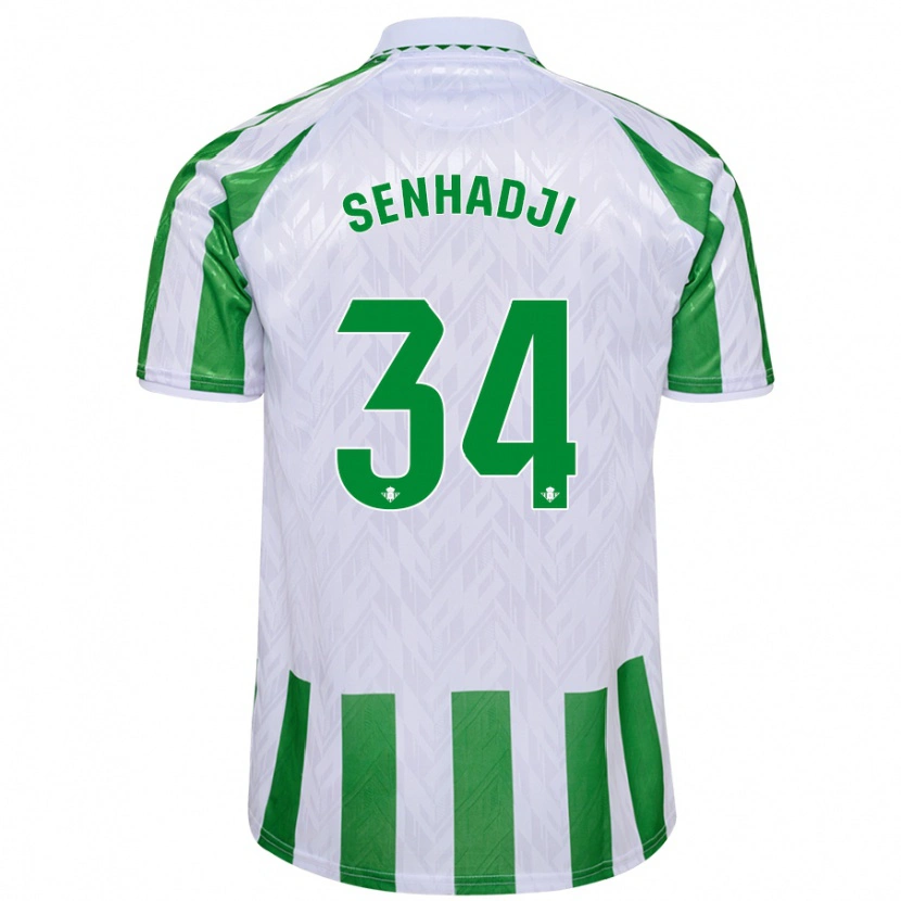 Danxen Heren Yanis Senhadji #34 Groen Witte Strepen Thuisshirt Thuistenue 2024/25 T-Shirt