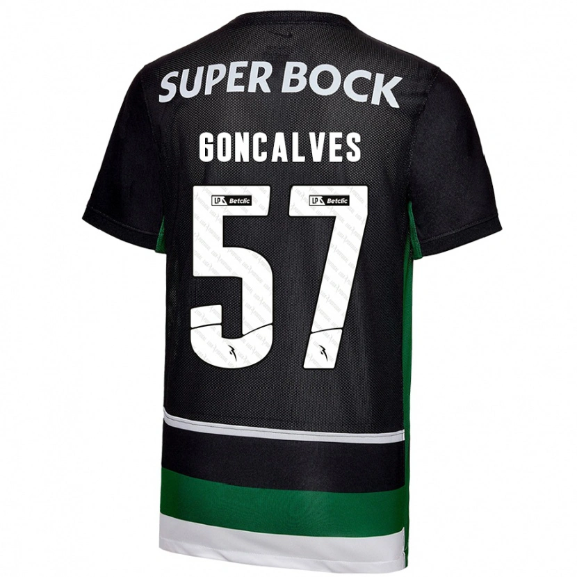 Danxen Heren Inês Gonçalves #57 Zwart Wit Groen Thuisshirt Thuistenue 2024/25 T-Shirt