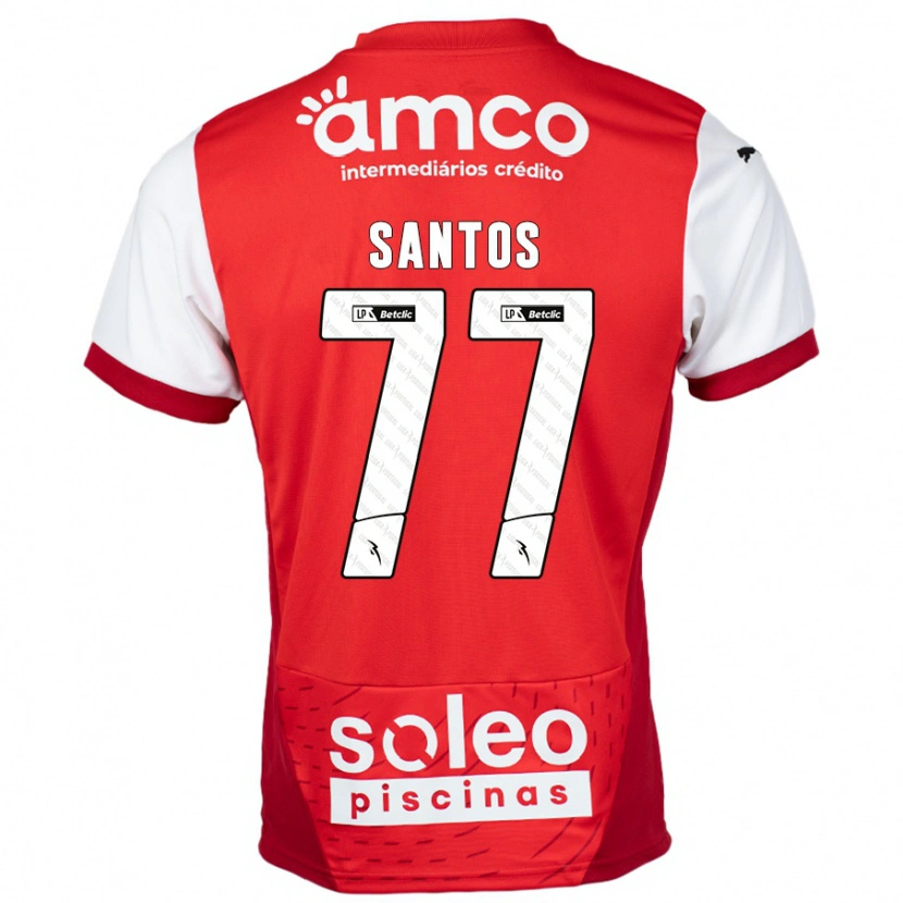 Danxen Heren Edu Santos #77 Rood Wit Thuisshirt Thuistenue 2024/25 T-Shirt