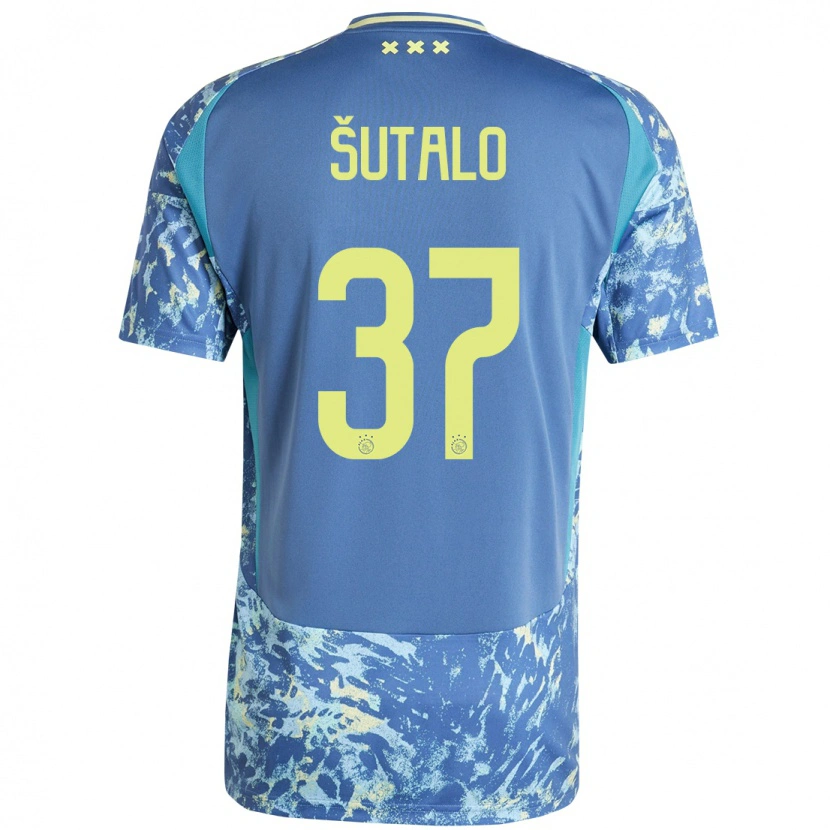 Danxen Heren Josip Sutalo #37 Grijs Blauw Geel Uitshirt Uittenue 2024/25 T-Shirt