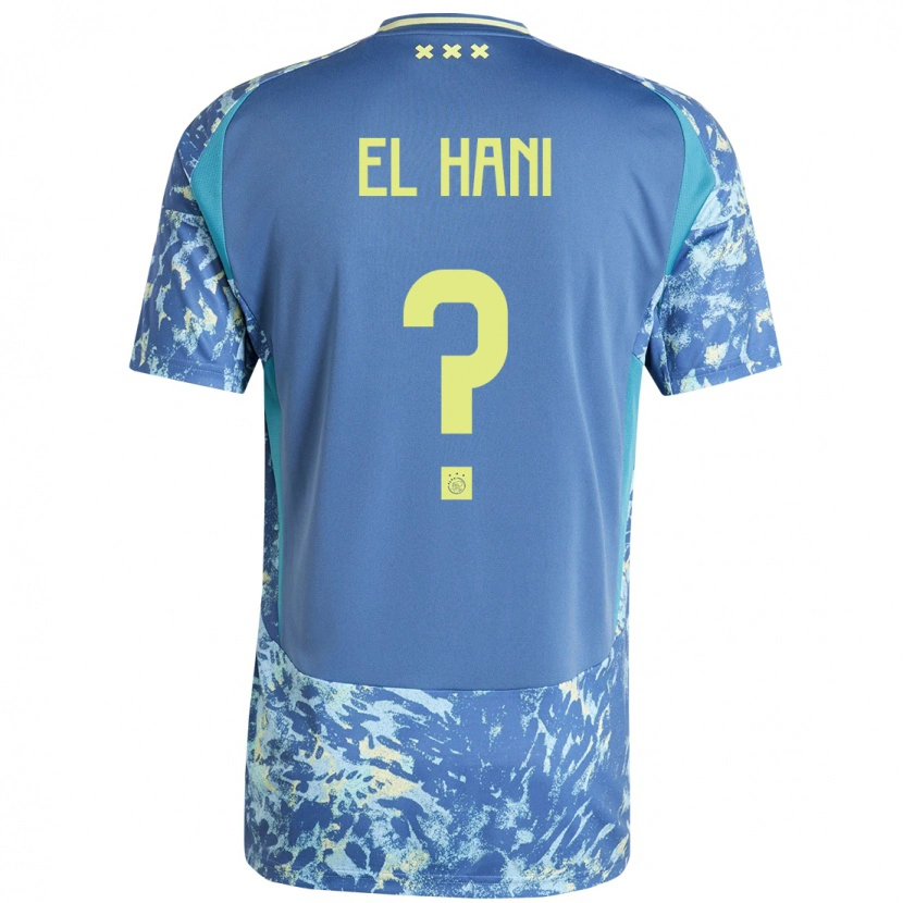 Danxen Heren Aymean El Hani #0 Grijs Blauw Geel Uitshirt Uittenue 2024/25 T-Shirt